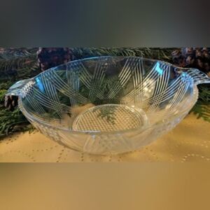 "Starlight" Depression Glass by Hazel Atlas 8.5 Inch Bowl w/Handles BEAUTIFUL!